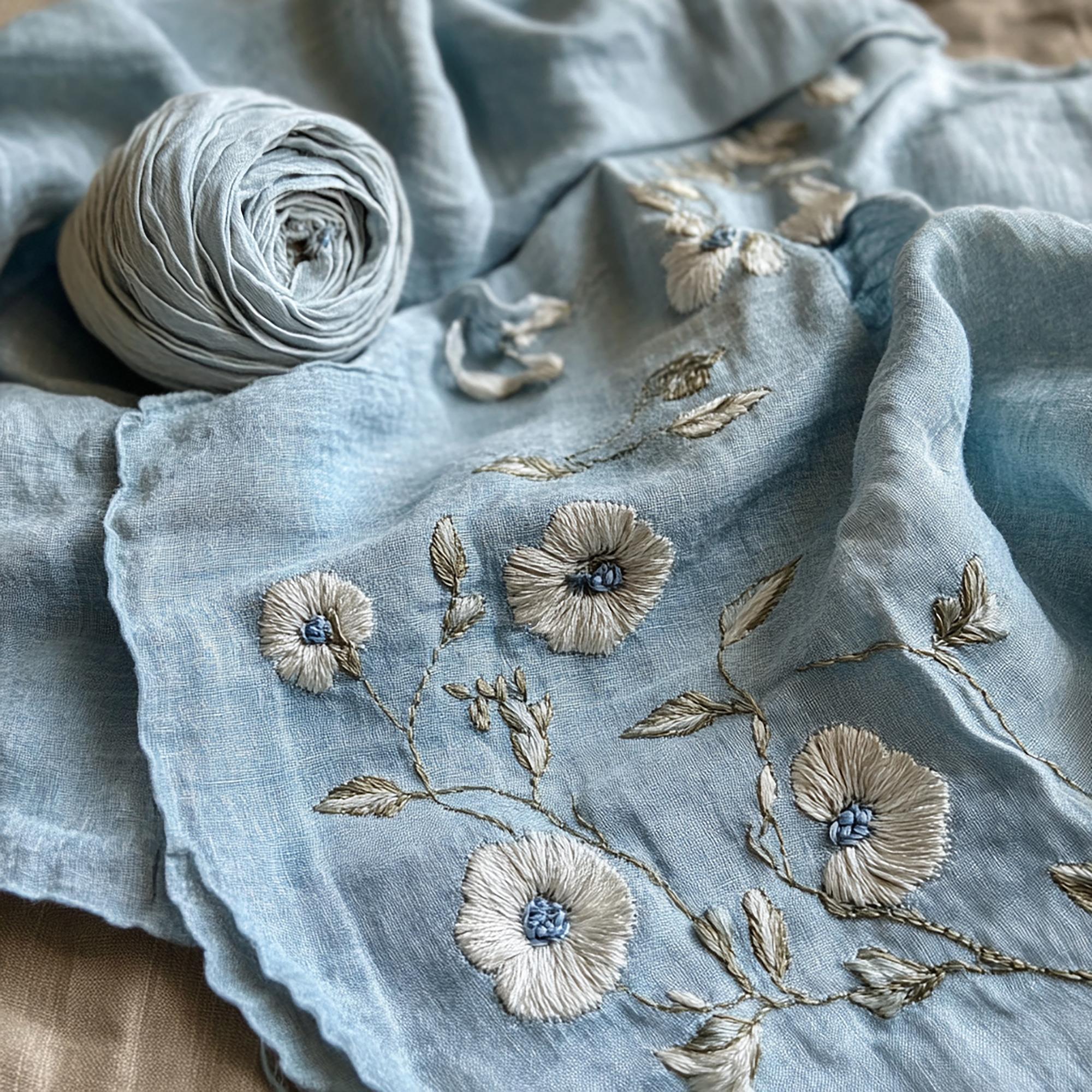 templates of embroidered linen table runner